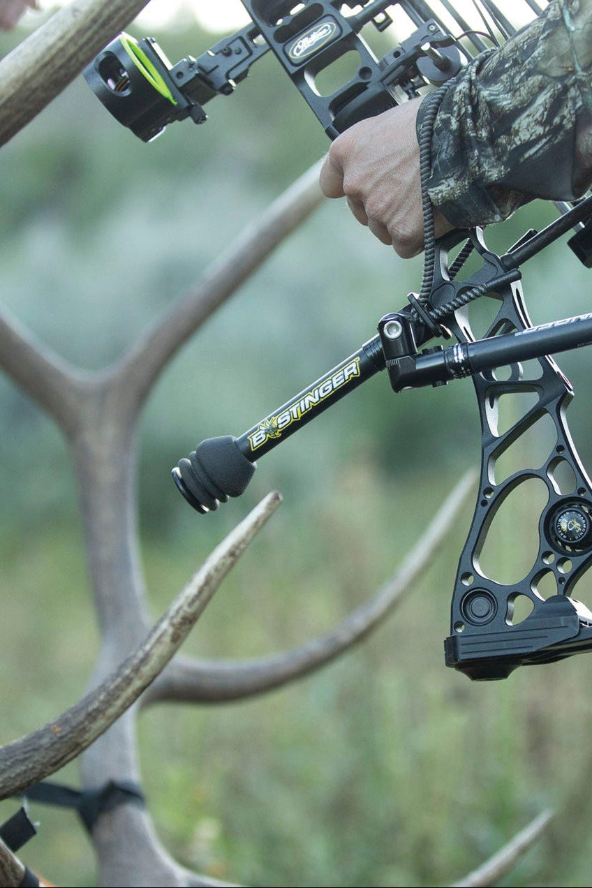 Bee Stinger Sport Hunter Stabilizer on Hunting Bow in the Field Ready to Shoot