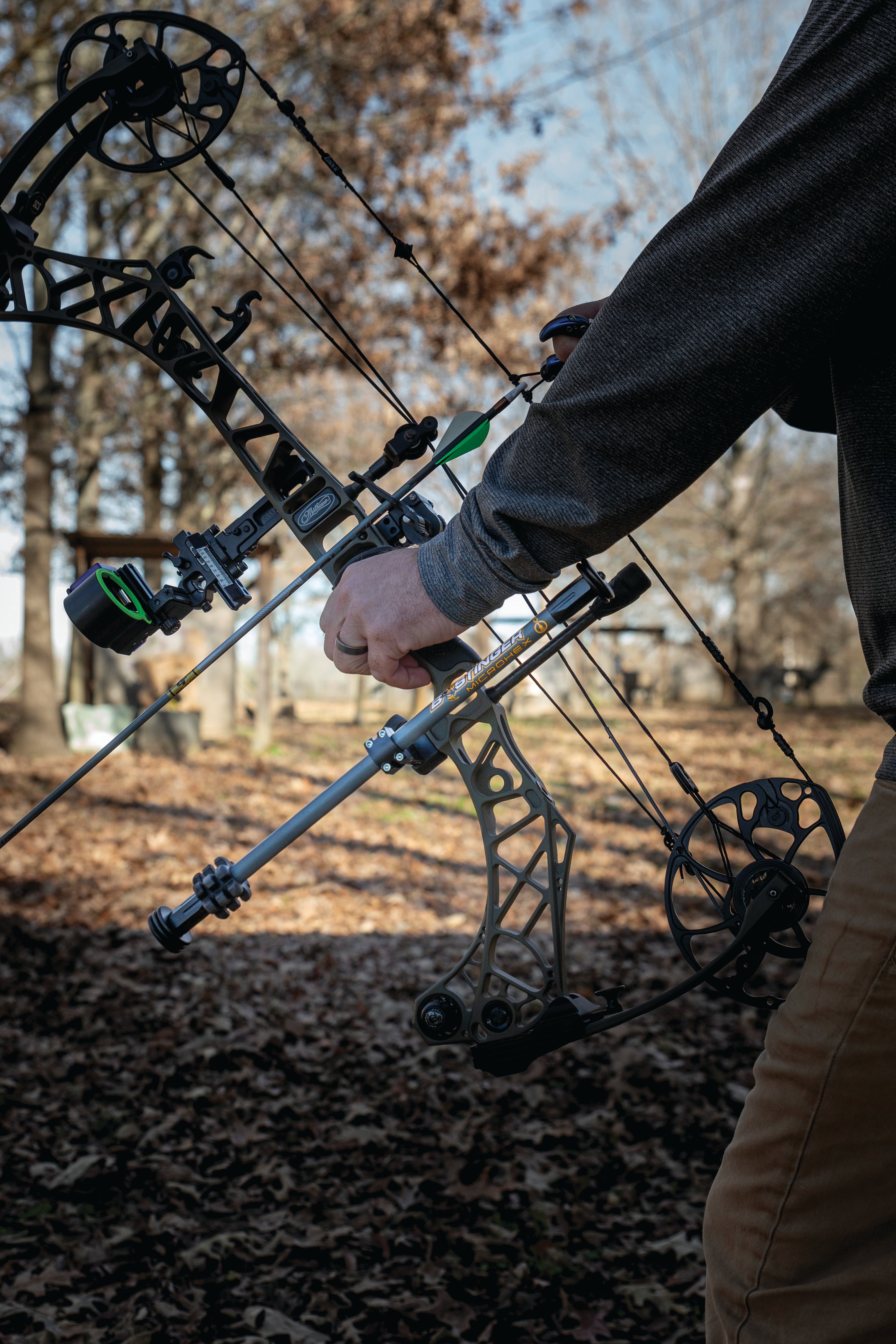 Bow with MicroHex Counterslide Stabilizer Attached